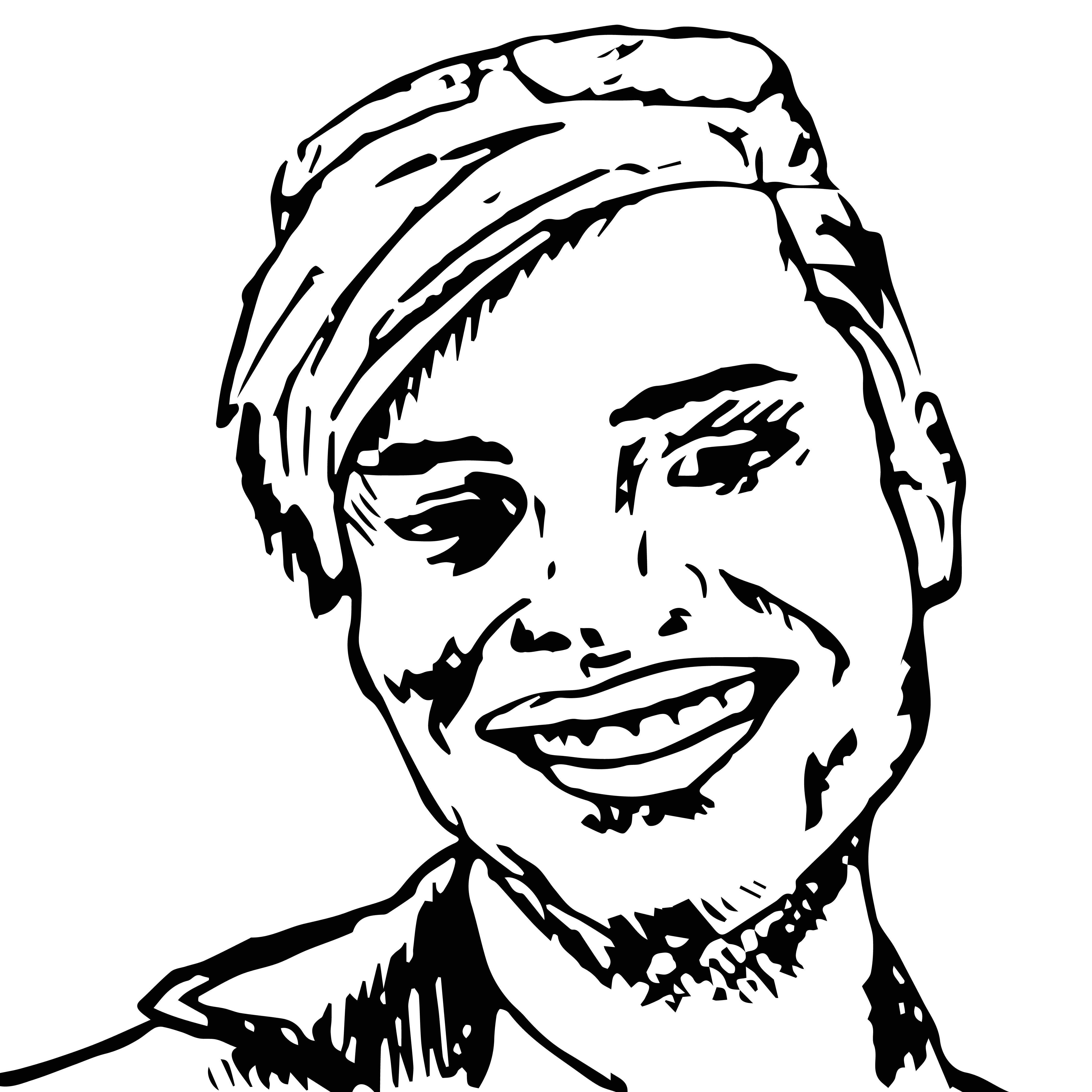 A drawing of a young White man smiling.